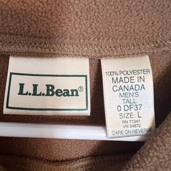 L.L. Bean Men's Fleece Light Brown Pullover Crewneck Size L-Tall - Picture 2 of 3